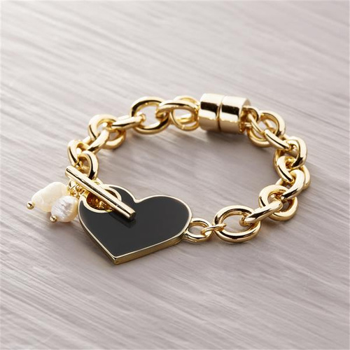 SUEÑO SOBRE RÍO. Pulsera con corazón negro