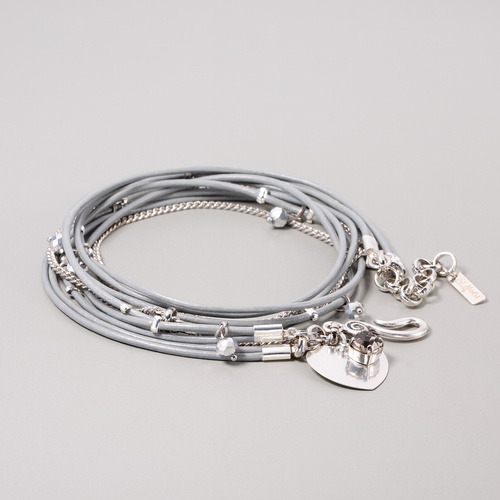 Bransoletka skórzana. Owijana w szarościach