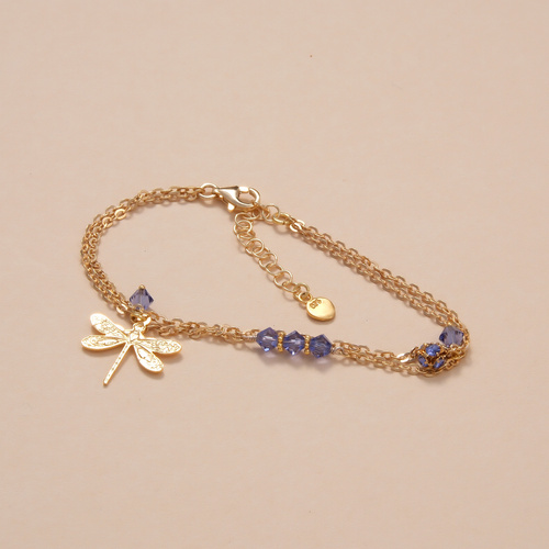 TANZANITAS AZULES. Pulsera en cadena