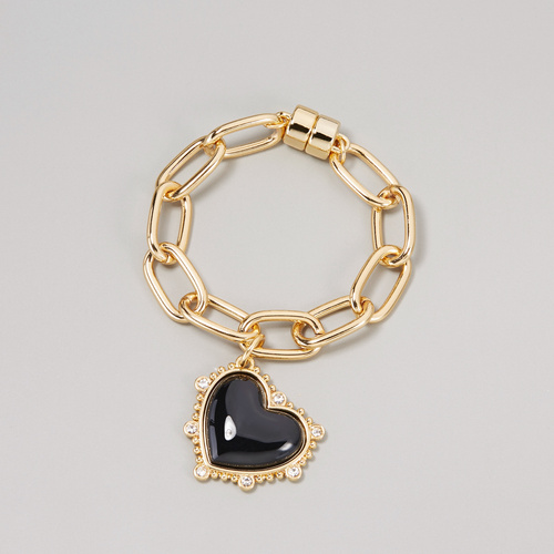 PORQUE ME AMO A MI MISMA. Pulsera con corazón negro