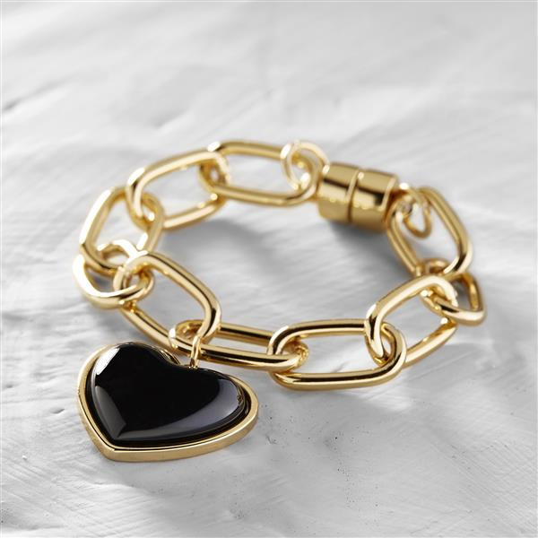 PORQUE ME AMO A MI MISMA. Pulsera con corazón negro