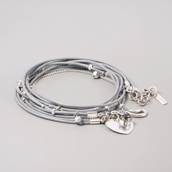 Bransoletka skórzana. Owijana w szarościach