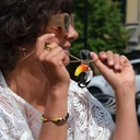 Pozłacana bransoletka z głowami tukanów z cyrkoniami. DZIÓBEK W DZIÓBEK