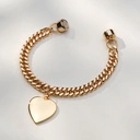 Złocona bransoletka na pancerce z płaskim sercem. SŁOWA TO ZA MAŁO