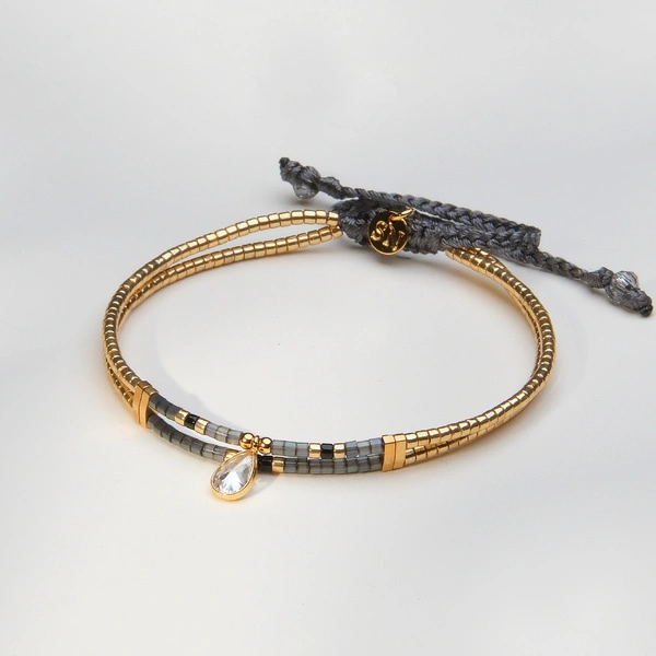 Dwurzędowa bransoletka tkana z paciorków Miyuki. LUCENA