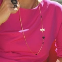 Długi pozłacany naszyjnik z kryształkami i ważkami. WAŻKA SPRAWA