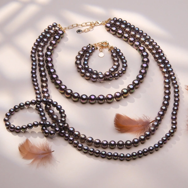 Zestaw naszyjnik i bransoletka z pereł w kolorze mokka. ZAWÓD ARTYSTKA