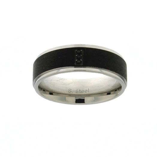 Obrączka męska z satynowanej i oksydowanej stali szlachetnej. NIEZŁOMNY