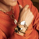 Bransoletka łańcuch z białym sercem i perełkami. SÃO PAULO