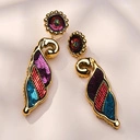 Złocone kolczyki z rozetą i muszlą z cekinami i koralikami. OCEAN NAMIĘTNOŚCI