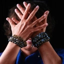 Zaciskana bransoletka z łańcuszkiem i kryształkami. ZAWSZE JEST PLAN B