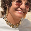 Pozłacany naszyjnik z ogniw i pierścieni z cyrkoniami. COCO JAMBO