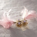 Spinka do włosów z piórami w różu i kryształkami. CUKIERKOWY CZAR