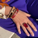 Złota bransoletka z ekoskórą z włosiem à la pantera. SAFARI