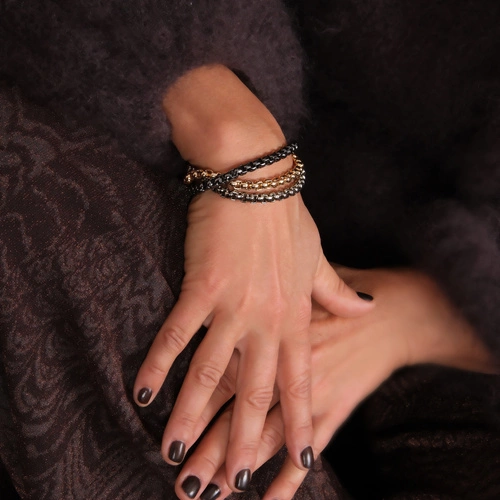 Trzykolorowa bransoletka z łańcuchów typu kostka. DO WYBORU