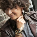 Złota bransoletka łańcuch z paskiem z czarnej ekoskóry. NOC