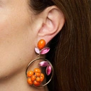 Wiszące kolczyki z motywem liści i kwiatów z kamieni. KWIATOWY RAJ