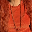 Długi pozłacany naszyjnik z kryształami i ozdobną kulką. OD RANA PO WIECZÓR