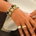 Bransoletka z posrebrzanych i pozłacanych detali z agatami. PALAIS ROYAL