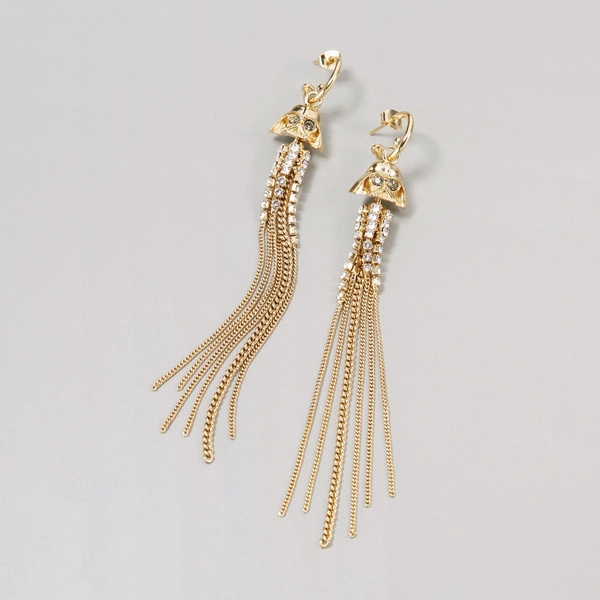 Pozłacane kolczyki wiszące z przezroczystymi kryształami. JEST MOC