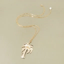 Długi pozłacany naszyjnik z zawieszką w formie palmy. PERŁY NA PALMIE