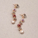 Pozłacane kolczyki wiszące z kolorowymi kryształkami. ŁĄKA W SŁOŃCU