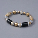 Bransoletka z posrebrzanych i pozłacanych detali z agatami. PALAIS ROYAL