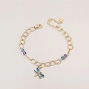 Pozłacana bransoletka z ozdobną ważką i kryształkami. NA SZCZĘŚCIE