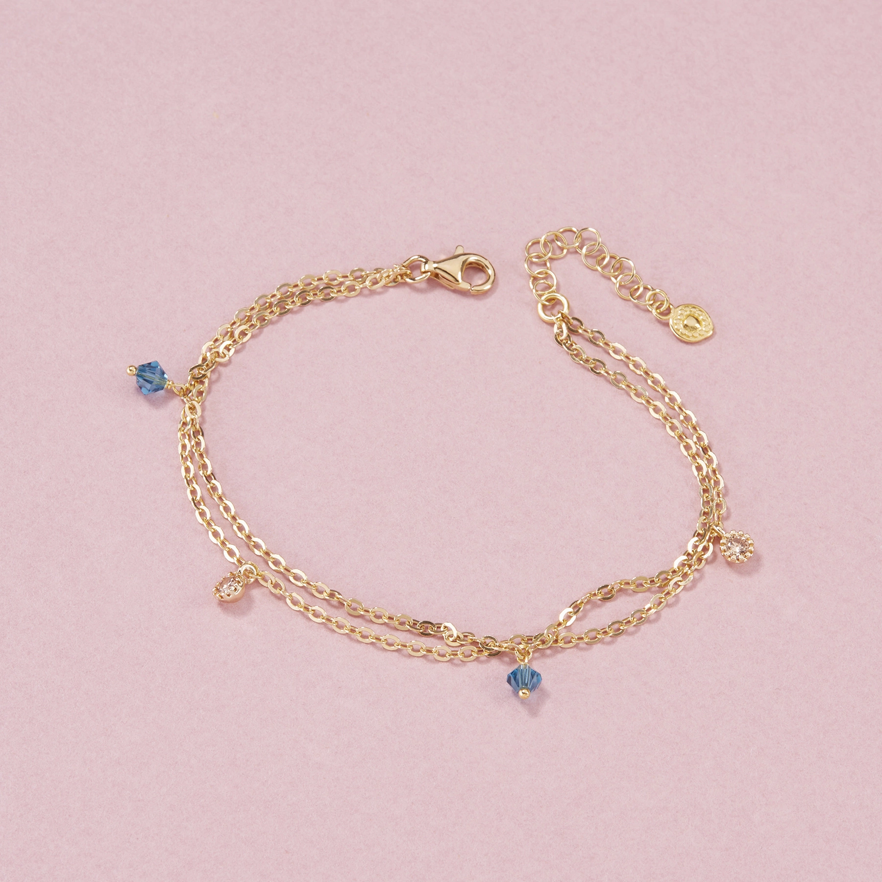 Bransoletka na podwójnym łańcuszku z kryształkami. BUKIECIK IRYSÓW