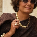 Bransoletka ze szklanymi perłami w kolorze szampana. ZŁOTE ZBIORY