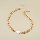 Krótki pozłacany naszyjnik łańcuch z perłą. DWIE DUSZE