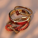 Sztywna bransoletka z paskiem z bordowej ekoskóry. NA SPOKOJNIE