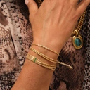 Złoty naszyjnik z zawieszką z turkusowym kamieniem. CASTEL DELL OVO