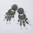 Złocone ornamentalne kolczyki z kryształami i perłami. PIZZO SANGALO