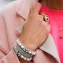 Naszyjnik na łańcuszku z kulką, perłą i koralikami. BĘDĘ ROBIĆ SWOJE