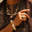 Bransoletka z białych i różowych szklanych pereł. POCZĄTEK DNIA