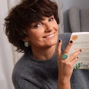 Złocone okrągłe kolczyki z niebieskimi rombami. O ŚWICIE