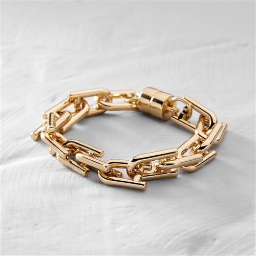 EN MANHATTAN. Pulsera de cadena, sobredorada