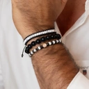 Bransoletka z kamieni Howlite i dysków z hematytu. APACZ