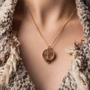 Złocony wisiorek z drzewem i 7 wymiennymi kamieniami. SZCZĘŚLIWA LICZBA