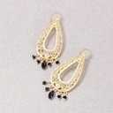 Ażurowe złote kolczyki łezki z czarnymi kryształkami. MÓJ CZAS