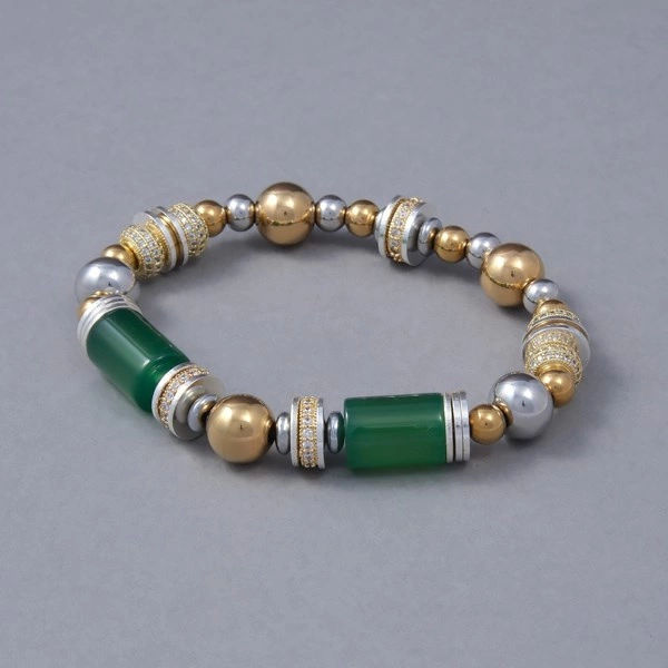 Bransoletka z posrebrzanych i pozłacanych detali z agatami. OGRODY WERSALU