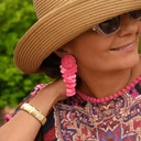 Długie kolczyki wiszące z różowymi płatkami z akrylu. HIACYNTY W ROZKWICIE