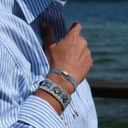 Wąska bransoletka tkana z paciorków Miyuki z dekorami. LATO W MENTON