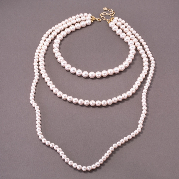 Naszyjnik z różowych szklanych pereł Majorka. TRYLOGIA BLASKU