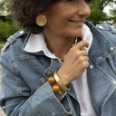 Złota sztywna bransoletka z kulkami w kolorze sieny. BRAZYLIJSKIE TRUFLE