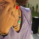 Minimalistyczny, pozłacany pierścionek z dekorem. JESTEM INNA