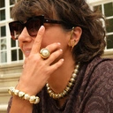 Elastyczna bransoletka z pereł i kółek z kryształkami. ORBITA ŚWIATŁA