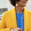 Duży złocony pierścionek z niebieskim kryształem. NIEBIESKIE OCZY