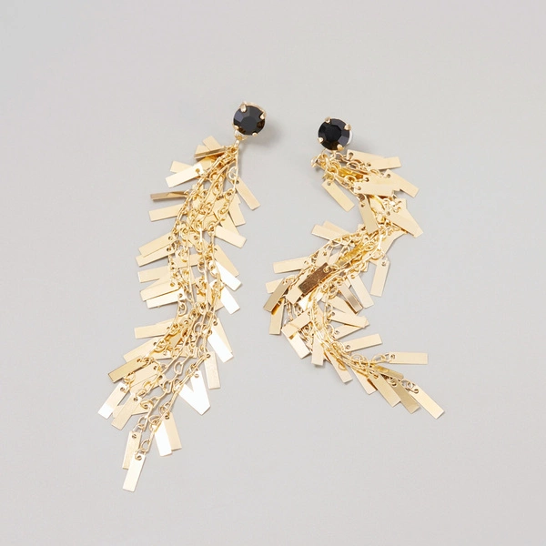 Pozłacane kolczyki wiszące w kształcie wodospadu. MAY DAY